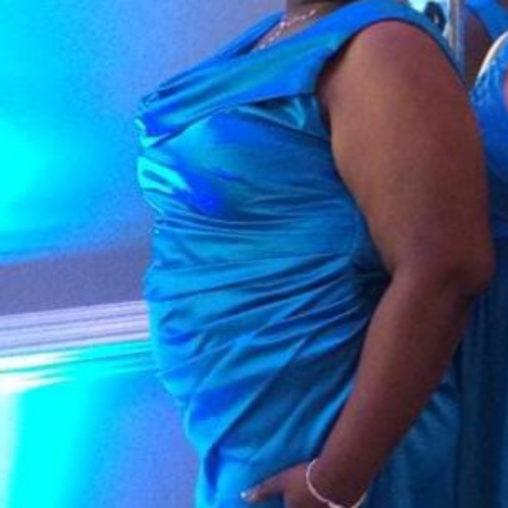 Size 22 blue Midi sleeveless ruched satin dress